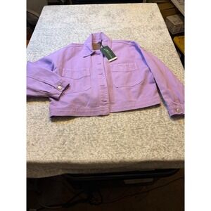 Gameday Social Clemson Tigers Lavender Embroidered Denim Jacket Women's S NWT